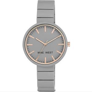 Nine West Ladies Gray Kerena Bracelet Watch Ceramic‎ Look Analog Wristwatch 36mm